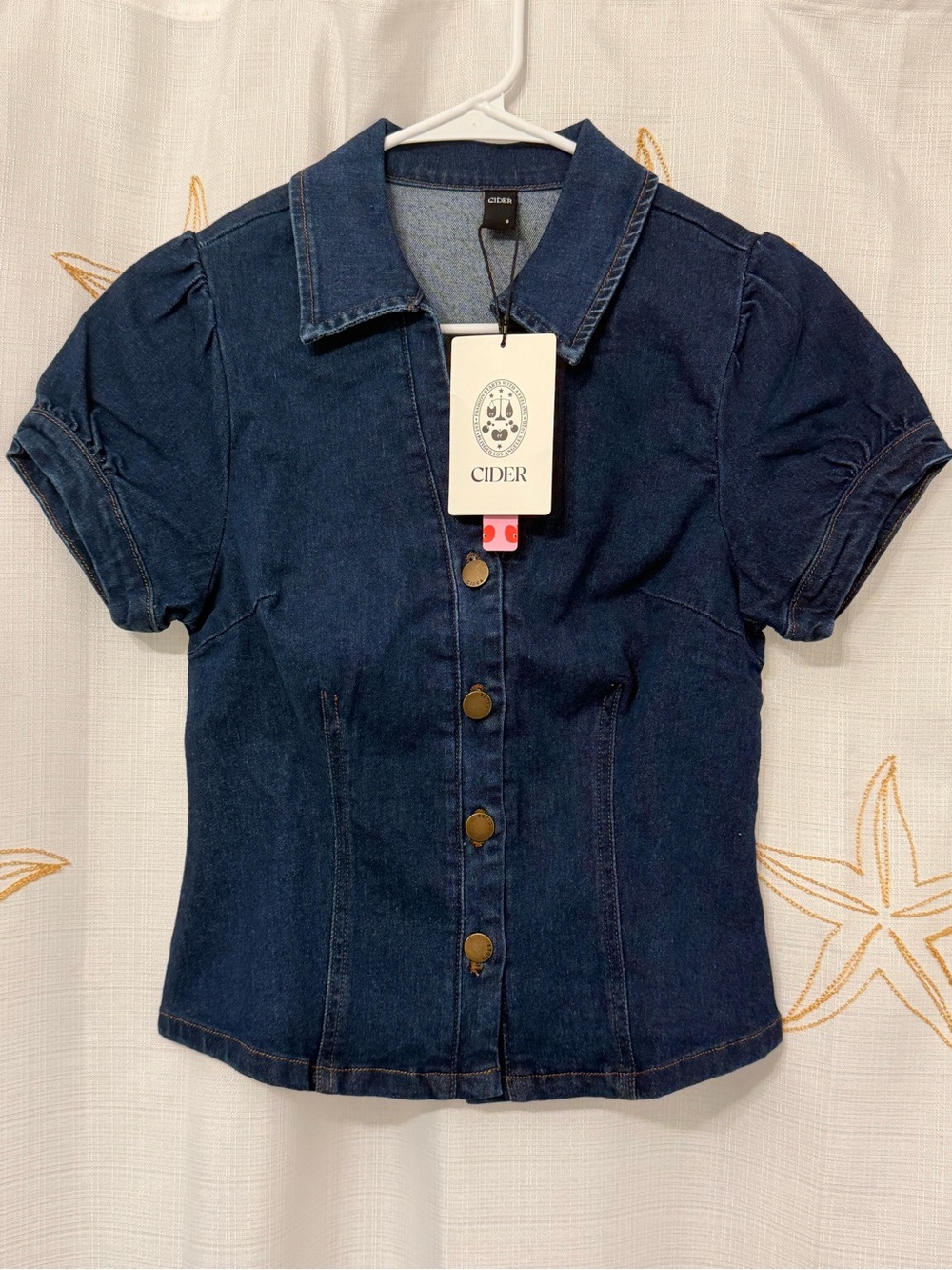 Cider Dark Denim Button-Front size S new